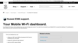 Huawei E586 support - Your Mobile Wi-Fi dashboard. - Three