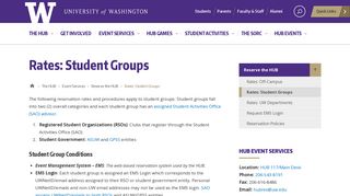 Rates: Student Groups | The HUB - UW Departments Web Server