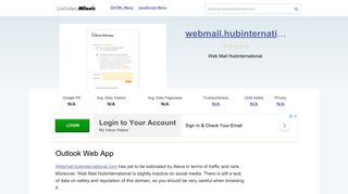 Webmail.hubinternational.com website. Outlook Web App.