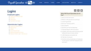Payroll Service Logins – Payroll Specialties