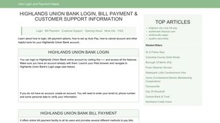 Highlands Union Bank Login, Bill Payment & Customer Support ...