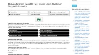 Highlands Union Bank Bill Pay, Online Login, Customer Support ...