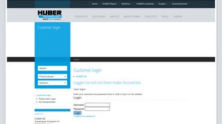 Customer login - HUBER SE