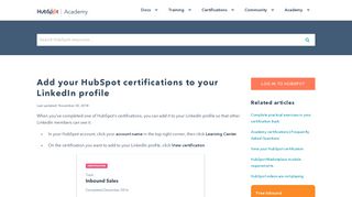 Add your HubSpot certifications to your LinkedIn profile