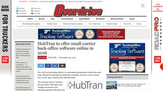 HubTran to offer small-carrier back-office software online in 2016