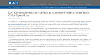 DAT Keypoint Integrates HubTran, to Automate Freight ... - DAT.com