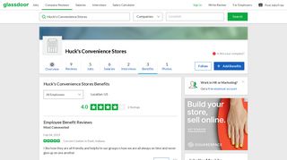 Huck's Convenience Stores Employee Benefits and Perks | Glassdoor