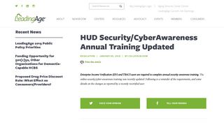 HUD Security/CyberAwareness Annual Training Updated | LeadingAge