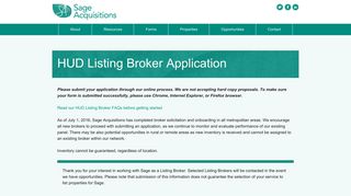 HUD Listing Broker - Sage Acquisitions