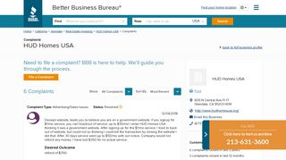 HUD Homes USA | Complaints | Better Business Bureau® Profile
