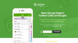 Pay Hudson's Furniture Credit Card with Prism • Prism - Prism Bills