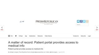 A matter of record: Patient portal provides access to medical info ...