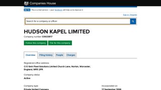 HUDSON KAPEL LIMITED - Overview (free company information from ...