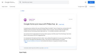 Google Home sync issue with Philips Hue - Google Product Forums
