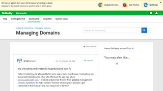 my site being redirected to hugedomains.com - GoDaddy Community