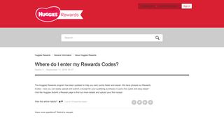 Where do I enter my Rewards Codes? – Huggies Rewards