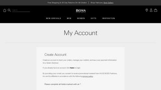 HUGO BOSS Online Store - My Account - Registration