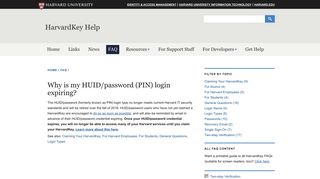 Why is my HUID/password (PIN) login expiring? | HarvardKey Help