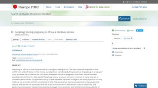 Geophagy during pregnancy in Africa: a literature review. - Abstract ...