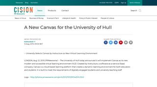 A New Canvas for the University of Hull - PR Newswire UK