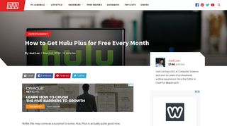How to Get Hulu Plus for Free Every Month - MakeUseOf