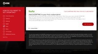 Add SHOWTIME to your Hulu subscription
