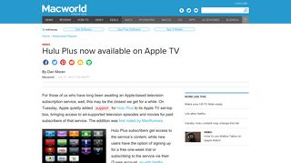 Hulu Plus now available on Apple TV | Macworld