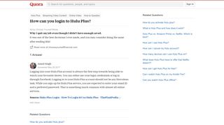 How to login to Hulu Plus - Quora