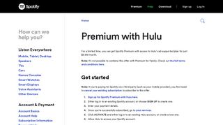 Premium and Hulu - Spotify