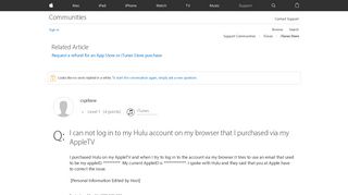 I can not log in to my Hulu account on my… - Apple Community ...