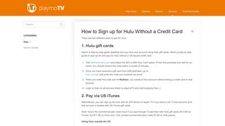 How to Sign up for Hulu Without a Credit Card - playmoTV Support