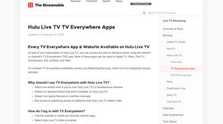 Hulu Live TV TV Everywhere Apps – The Streamable