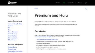 Premium and Hulu - Spotify