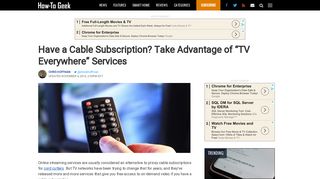 Have a Cable Subscription? Take Advantage of “TV Everywhere ...
