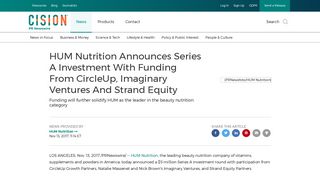 HUM Nutrition Announces Series A Investment With Funding From ...