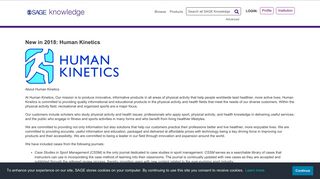 SAGE Knowledge - New in 2018: Human Kinetics