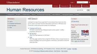 HR Direct | Human Resources | UMass Amherst