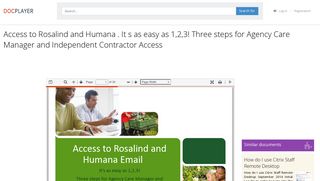 Access to Rosalind and Humana . It s as easy as 1,2,3! Three steps for ...