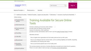Secure Online Tools Training - Humana