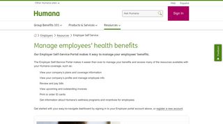 Employer Benefits Center, Manage Employee Health Benefits | Humana