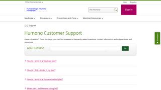 Humana Customer Support Center and Frequently Asked Questions