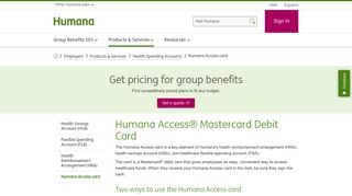 Humana Access Visa Debit Card, Group Health Plans | Humana
