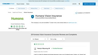 Top 28 Reviews and Complaints about Humana Vision Insurance