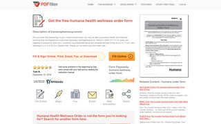 Humana Health Wellness Order - Fill Online, Printable, Fillable, Blank ...