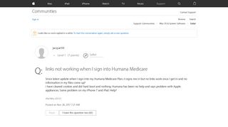 links not working when I sign into Humana… - Apple Community