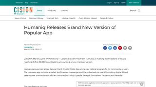 Humaniq Releases Brand New Version of Popular App - PR Newswire