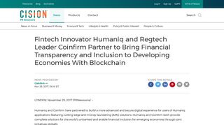 Fintech Innovator Humaniq and Regtech Leader Coinfirm Partner to ...