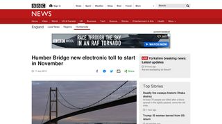 Humber Bridge new electronic toll to start in November - BBC News