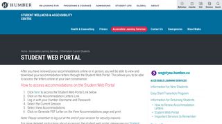Student Web Portal | Student Wellness ... - Humber College