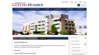 Course Reserves | guelphhumber.ca